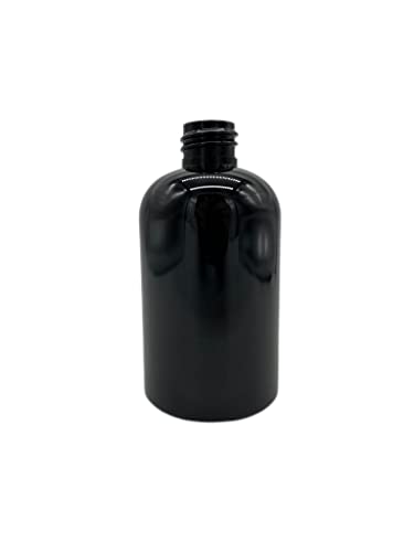 Natural Farms 4 oz Black Boston Plastic Bottles -12 Pack Empty Bottle Refillable - BPA Free - Essential Oils - Aromatherapy | Black Press Down Disc Cap - Made in the USA4