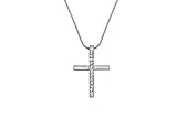 KETTE mit KREUZ ANHÄNGER: Jede Frau sollte mindestens eine Kette mit einem Kreuz-Anhänger besitzen. Es ist eines der ältesten Symbole und damit ein sehr zeitloses Schmuckstück. Die silberne Kreuz-Kette von Perlkönig besticht zusätzlich durch 12 vertikal verlaufende funkelnde Steine und rundet Ihr Daily-Outfit perfekt ab.