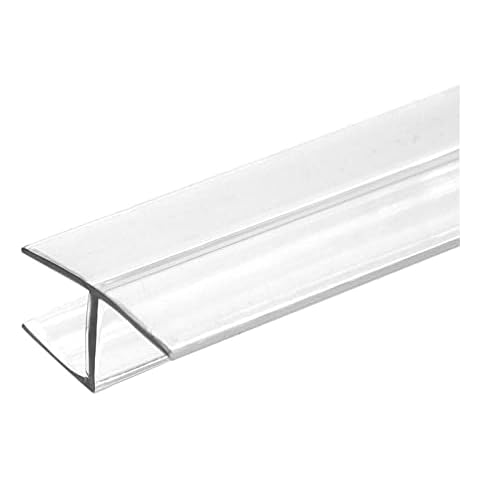 CBW Doors CBW Frameless Shower Door Side Seal Strip H-Type 180 Degree 85'' Length, Clear (1, 3/8'' Glass) Cover
