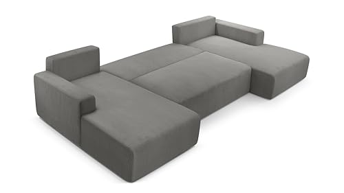 AXLIVING Graues Sofa mit Schlaffunktion – Catea U Cord Wohnlandschaft 364 cm – Bild 5