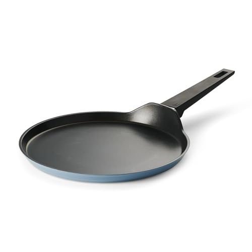 Image of TRAMONTINA Aura Dosa Tawa 28cm | Reinforced Ceramic Non-Stick Cookware | Quick & Even Heating | Low-Oil Cooking | Bakelite Handle | Induction & Gas Compatible | Blueberry