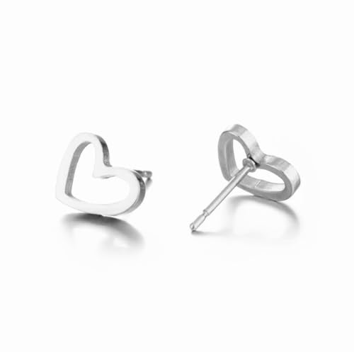 Stainless Steel Hypoallergenic Open Heart Stud Earrings - Main Image