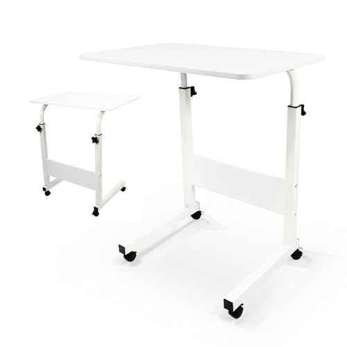 Lista de Escritorio para Laptop los mejores 10. 45 Genérico Escritorio Móvil Ajustable con Ruedas, Mesa Auxiliar Multifuncional para Hogar y Oficina, Altura Regulable, Diseño Compacto y Portátil (Blanco)