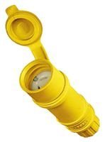 Hubbell HBL25W47 Locking Watertight Elastogrip Connector, 15 amp, 125V, L5-15R, Yellow