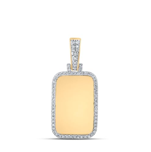 Jewels By Lux 10K Yellow Gold Mens Round Diamond Dog Tag Charm Pendant 1/3 Cttw