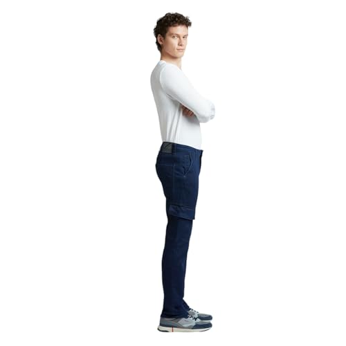 Image of Pepe Jeans Men's Cargo Jeans for Men | Mid Rise | Straight Fit | Stretchable Fabric | Utility Pants with 7 Pockets | Cotton Cargo Pants