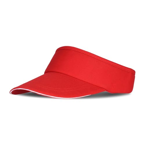 Topbuti Sport Sun Visor Hats for Women Men Adjustable Empty Top Baseball Cap Tennis Golf Running Sunvisor Hat (Red)