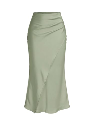 Elegant Solid Color Satin High Waist Skirt 2025 Fashion Skirts for Women