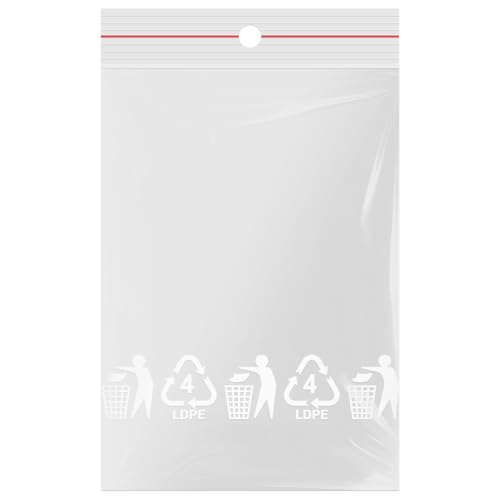 verpacking bolsas con cierre zip 120 x 170 mm [tamaño y cantidad a elegir] transparentes 50 µm bolsas de polietileno de plástico recerrables (300 unidades)