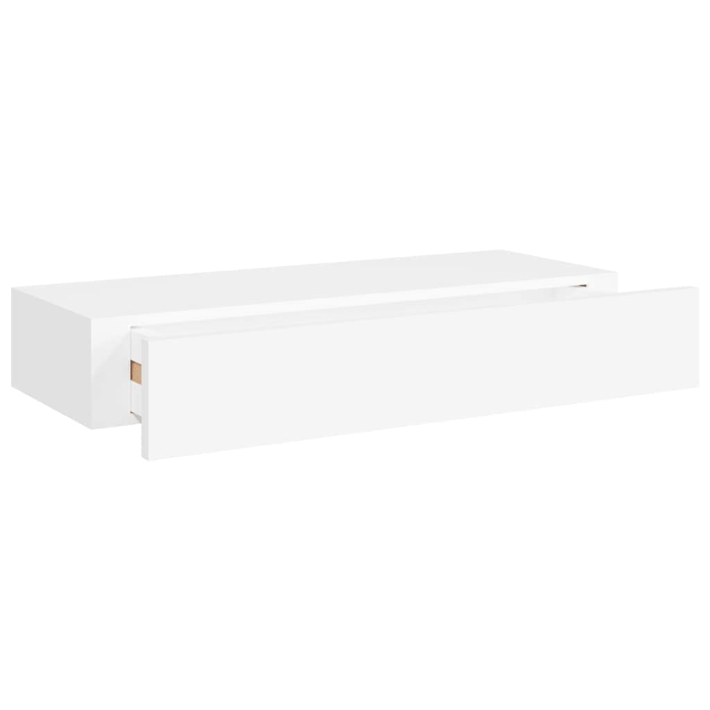 Étagère murale suspendue avec tiroir - 60 x 23,5 x 10 cm - Blanc