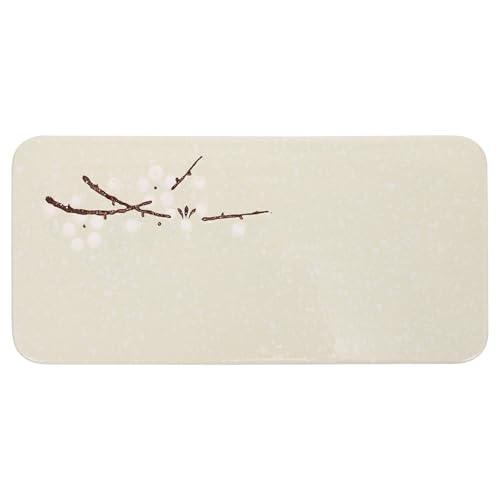 Plato rectangular de cerámica para sushi blanco miniatura 1