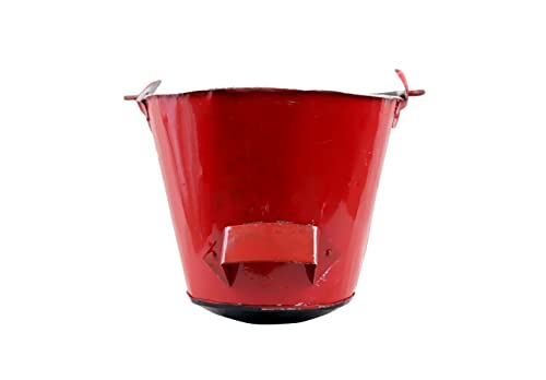Petrosmart Solution Steel Fire Bucket for Fireplace Outdoor Purpose (Color: Red, Capacity-9Litre, Heavy Material)