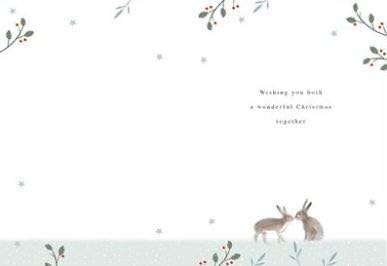GBCC Christmas Card for Special Couple - Love Heart Hares Design - Foil Finish - Festive Christmas Greeting Card for a Special Couple - Image 2