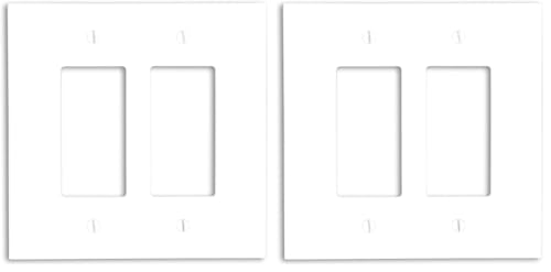Image of Leviton 88602 2-Gang Decora /GFCI Device Decora Wallplate, Oversized, Thermoset, Device Mount, White (Pack of 2)