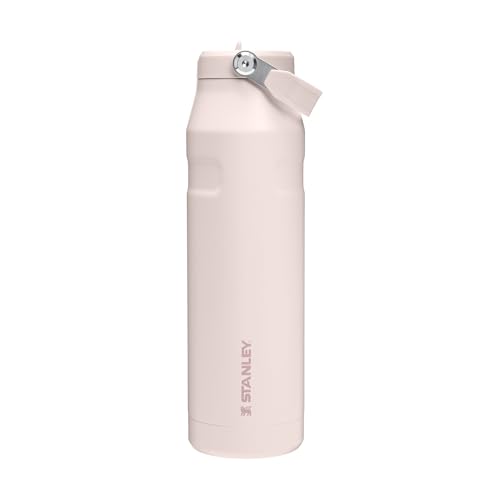 Stanley 1913 Flip Straw Sports Water Bottle with Straw 1.06L - 15 Hours Cold - 4 Days Iced - Stainless Steel - BPA Free - Leak Resistant - Fits in Cup Holder - Dishwasher Safe - Rose Quartz