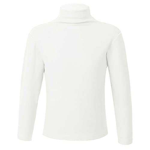 dPois Haut Thermique à Manches Longues Enfant Fille Garçon Col Roulé T-Shirt Thermique sous-Vêtement Thermique Respirant sous-Pull Hiver 1-16 Ans Blanc 3-4 Ans