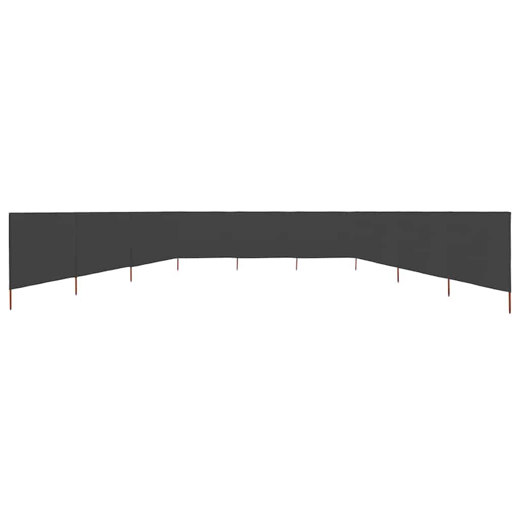 9-teiliger Windschutz 1200x160cm Anthrazit, Faltbarer Sichtschutz aus Vliesstoff mit 10 Holzpfählen, Windschutzwand für Camping, Strand und Garten, Großer Streifenvorhang Windschutzgewebe