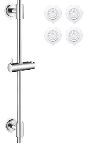 KES Barra Ducha sin Taladro Acero Inoxidable SUS304 Barra Ducha Adhesivo Barra Ducha Deslizante con Soporte Alcachofa Ducha, Pulido 78CM, F209S78DF-PS