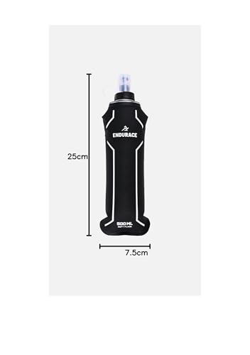 Image of Soft Hydration Flask Foldable Water Bottle, 500 ml, TPU Material, for Running, Camping, Outdoor Sports, Black