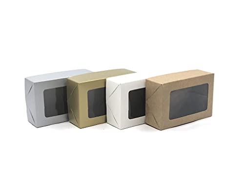 20 Caixas com Visor para Artesanato, Doces e Kit de cosméticos: 12x8x4 cm (Mix 4 cores)