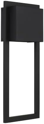 Capital Lighting 956012BK-GL Nate Modern Minimalist Design ADA Metal Rectangular Outdoor Wall Lantern, 1-Light 7 Watt, 20" H x 8" W, Black