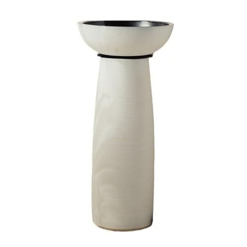 GLigeT Lavabos de Pedestal Fregadero Redondo for Lavabo, Lavabo de baño de pie, Lavabo de baño con Pedestal de cerámica esmerilada, Lavabo for Exteriores, fácil de Limpiar Lavabo de Baño(A)