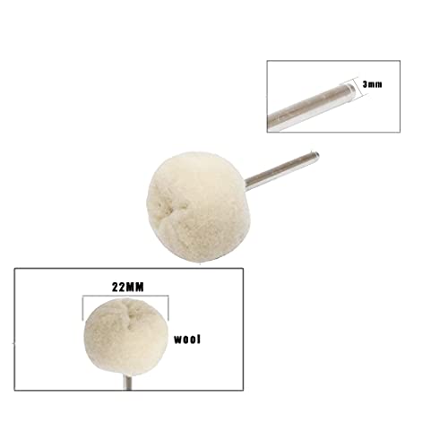Luo Ke 20 Pcs Soft Wool Polishing Wheel Cashmere Buffing Ball 3 Mm Mandrel Mounted For Fine Polishing Jewelry, Watches, Silver Surface Etc #TOP1