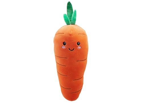 PMS Plush Softlings Carrot Toy – 20cm Soft Plush Carrot with Green Leaf Top & Smiling Face – Cute Stuffed Vegetable Toy for Kids, Toddlers & Plush Collectors