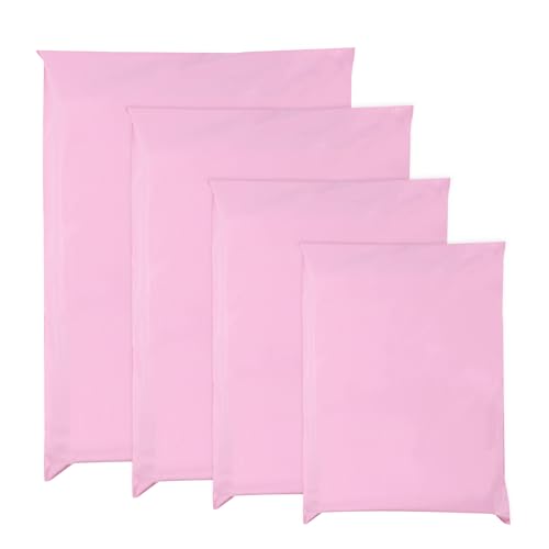 Double Dragon 60 Mixed Self-Seal Pink Mailer Bags | Tamper-Proof & Durable | Polythene Plastic Packaging Envelops for Mailing Postage Parcel Shipping & Delivery |4 Sizes (15 Each)| Small to Large