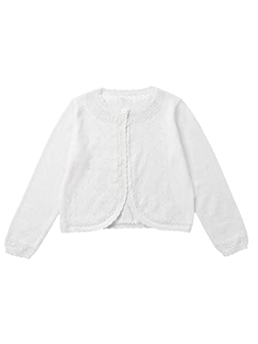 Kids Girls Long Sleeve Lace Kint Shrug Bolero Cardigan Shrug Beaded Short Cardigan Dress Cover Up3
