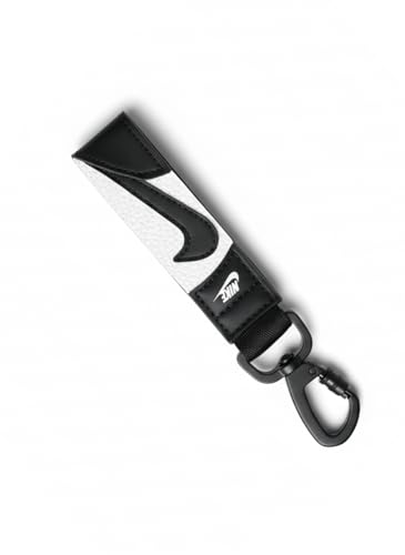 Nike Swoosh Key Holder - Durable Carabiner-Style Clip Keychain with Iconic Branding (Black/White One Size)