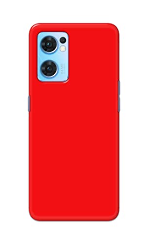 Image of Printed Hard Back Cover Case for Oppo Reno7 5G | Oppo Reno 7 5G Back Cover (Plain Red) -1803