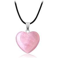NATOSU Collar de corazón de cristal con cordón de cuero Cristal