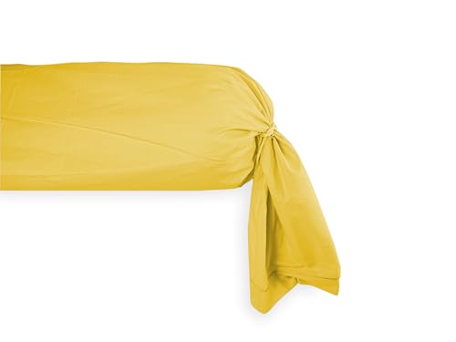 Taie d'oreiller Paris cylindrique à la française traversin Tubulaire Made in Italy (Cm. 40x240, Jaune)