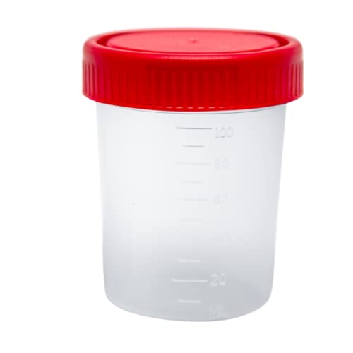 EQMED Vaso Copro No Estéril con Tapa de Cierre Hermético para Evitar Fugas | Frasco para Muestras Líquidas y Sólidas | Fabricado de Polipropileno...