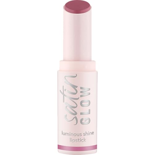essence barra de labios satinada GLOW con brillo luminoso, luminoso, color intenso (3.5g)