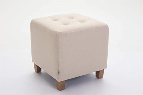Image of Pouffes Bench Seating Stool for Living Room Office Patio Kitchen Bench Puffy Wooden Mudda Ottoman Stools Set of 2 Footrest Stool Pouf.(Cream)