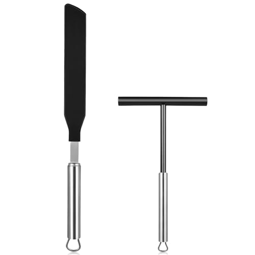 DOITOOL Stainless Steel Scraper Set - Versatile Crepe Spatula and Cream Spreader for Cooking Baking...