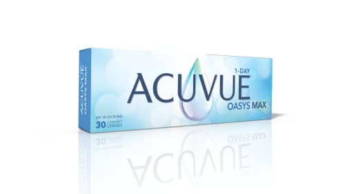 ACUVUE Oasys Max 1-Day Lenses - Help Reduce the Feeling of Tired and Dry Eyes - Day Contact Lenses with -1.00 dpt and BC 8.5 - UV Protection and