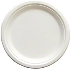 Empress Earth EPL-09 Molded Fiber Paper Plate, 9" Diameter, Natural White, Bagasse, Sugar Cane Pulp, Compostable (Case of 500)