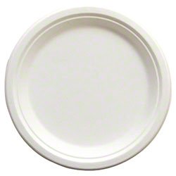 Empress Earth EPL-09 Molded Fiber Paper Plate, 9" Diameter, Natural White, Bagasse, Sugar Cane Pulp, Compostable (Case of 500)