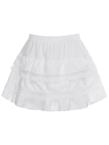 Shinsto Women's Pleated Ruffle Mini Skirt Lace Elastic Waist Layered Flared Flowy Tiered Short Skirt3