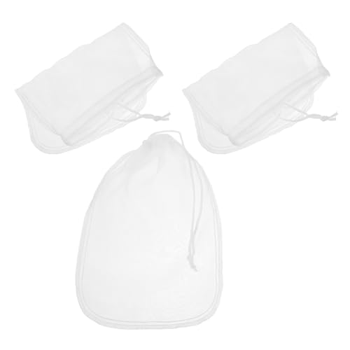 ABOOFAN 3 Piezas Bolsa Filtro Nylon Micras Reutilizable con Cordón para Leche de Nueces Colador Fino para Café Frío Yogur Jugos Alternativa Paño Queso