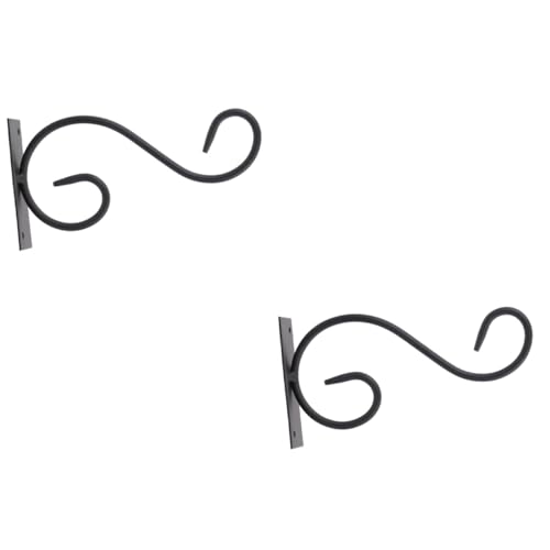 LckCryspho バスケットフック 壁掛け用吊り下げブラケット 黒 鉄製 ? 屋外装飾 ソーラーライトや植木鉢の取り付けに適した頑丈な壁掛けフック