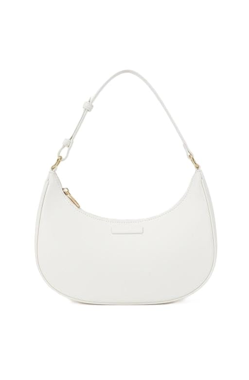 Chic crescent handbag smooth finish sling bag for women girls casual office daily travel use lightweight purse White-image-29