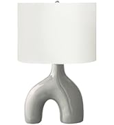 Monarch Specialties I 9661 Lighting, 25" H, Table Lamp, Grey Ceramic, Ivory/Cream Shade, Contempo...