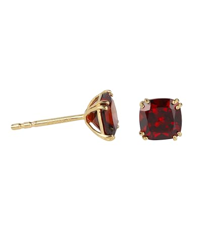 YoTreasure Red Garnet Solid 14K Gold Plated Over 925 Silver Stud Earrings Birthstone Jewelry