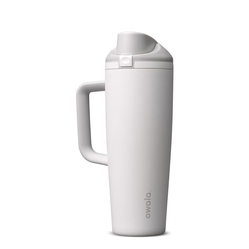 Owala FreeSip Tumbler Insulated Stainless Steel Water Bottle with Built-in Straw and Side Handle, For Travel, Work, School, and Sports, 30oz, BPA Free, Leak Proof, Shy Marshmallow