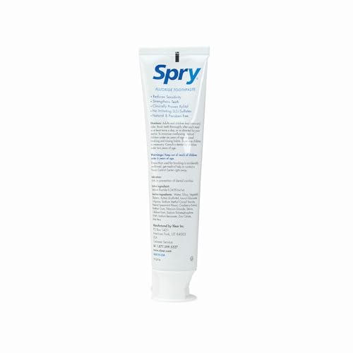 Image of 3 Pack: Spry Xylitol Toothpaste, Fluoride-Free, Natural Spearmint, Anti-Plaque and Tartar Control, 5 oz (3 Pack)
