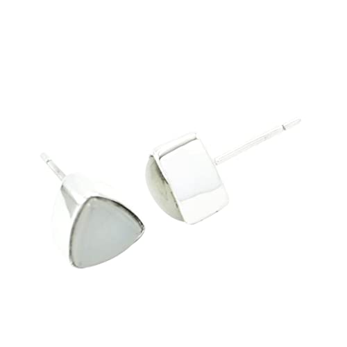 Boucles d'oreilles en argent 925 et pierre de lune arc-en-ciel géométriques blanches - 2